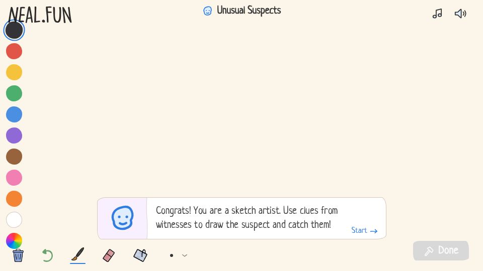 Screenshot of neal.fun: Unusual Suspects