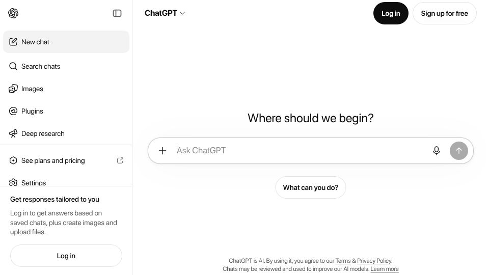 Screenshot of chatgpt.com: ChatGPT Is Throwing 404