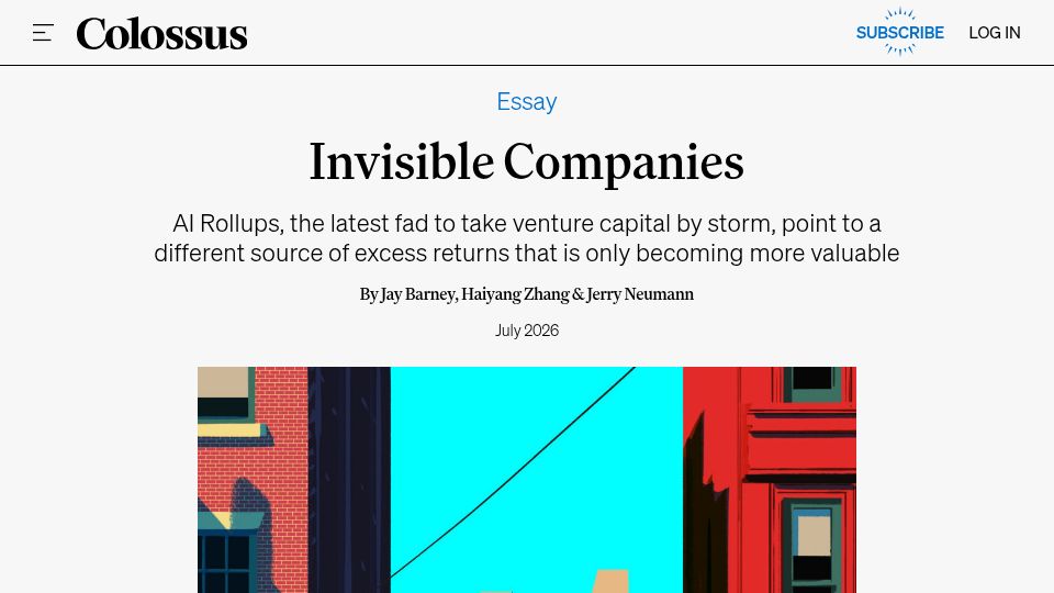 Screenshot of colossus.com: Invisible Companies