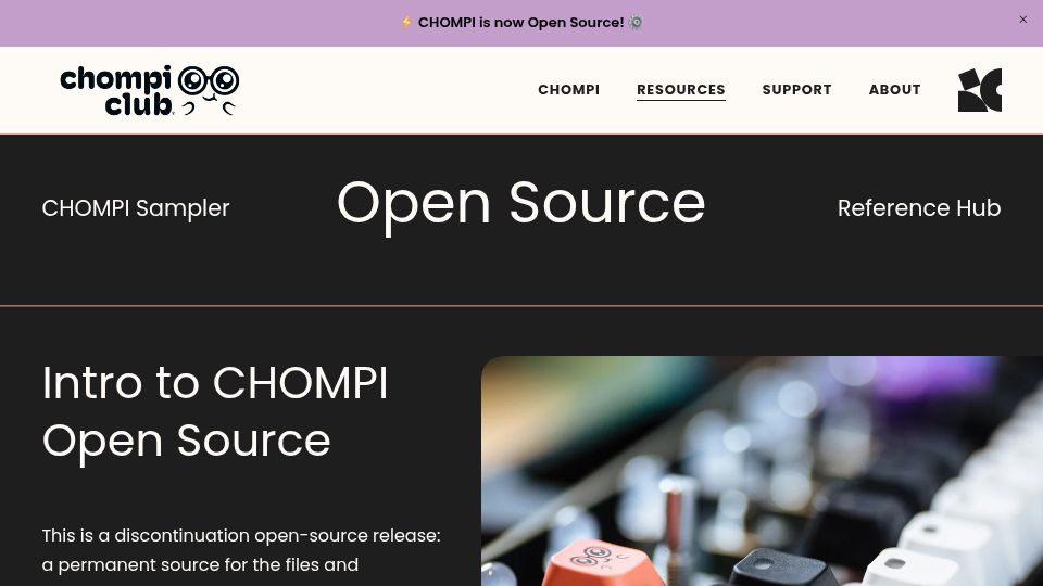 Screenshot of chompiclub.com: CHOMPI portable sampler instrument is now open-source (hardware and software)