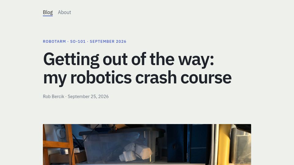 Screenshot of thisismypersonalblog.com: Getting out of the way: my robotics crash course