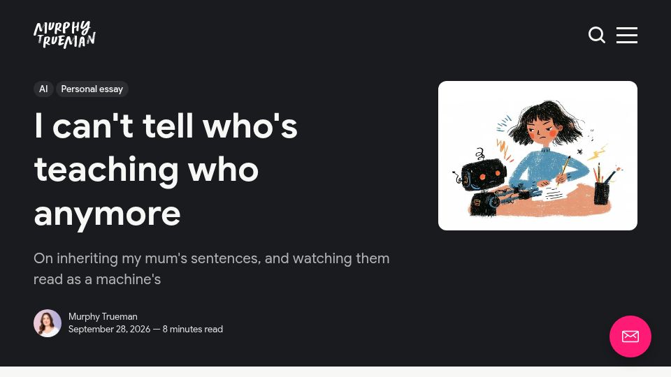 Screenshot of blog.murphytrueman.com: I can't tell who's teaching who anymore