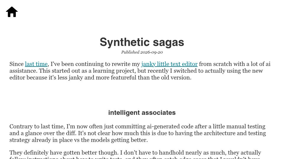 Screenshot of scattered-thoughts.net: Synthetic Sagas