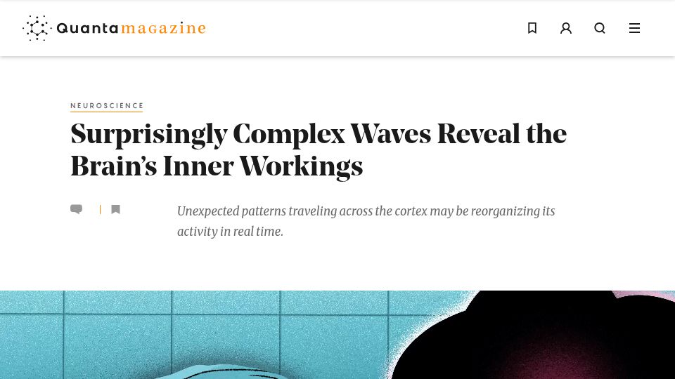 Screenshot of quantamagazine.org: Surprisingly complex waves reveal the brain's inner workings