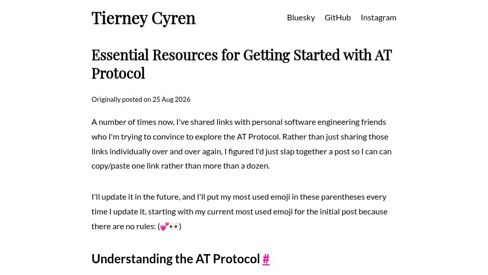 Screenshot of bnb.im: Getting Started with AT Protocol