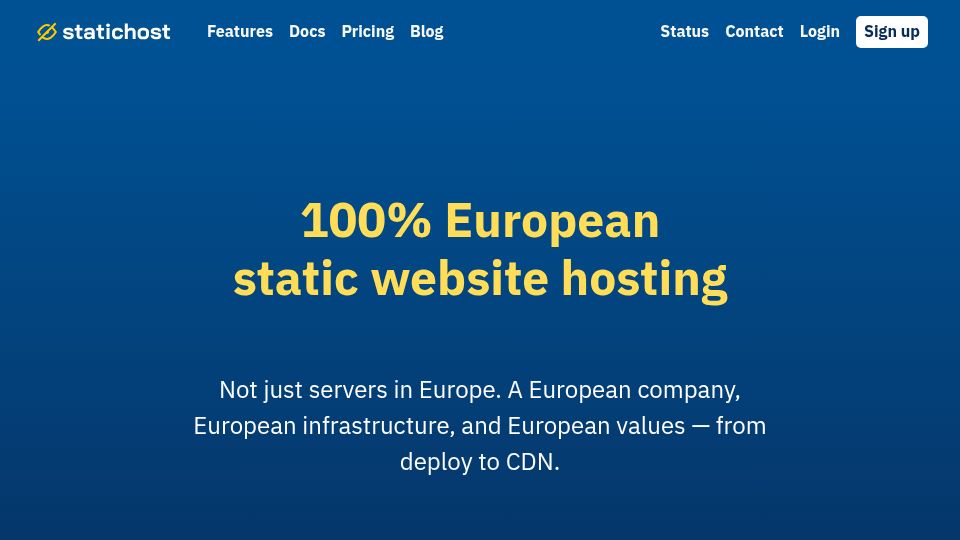 Screenshot of statichost.eu: Statichost.eu – European static site hosting