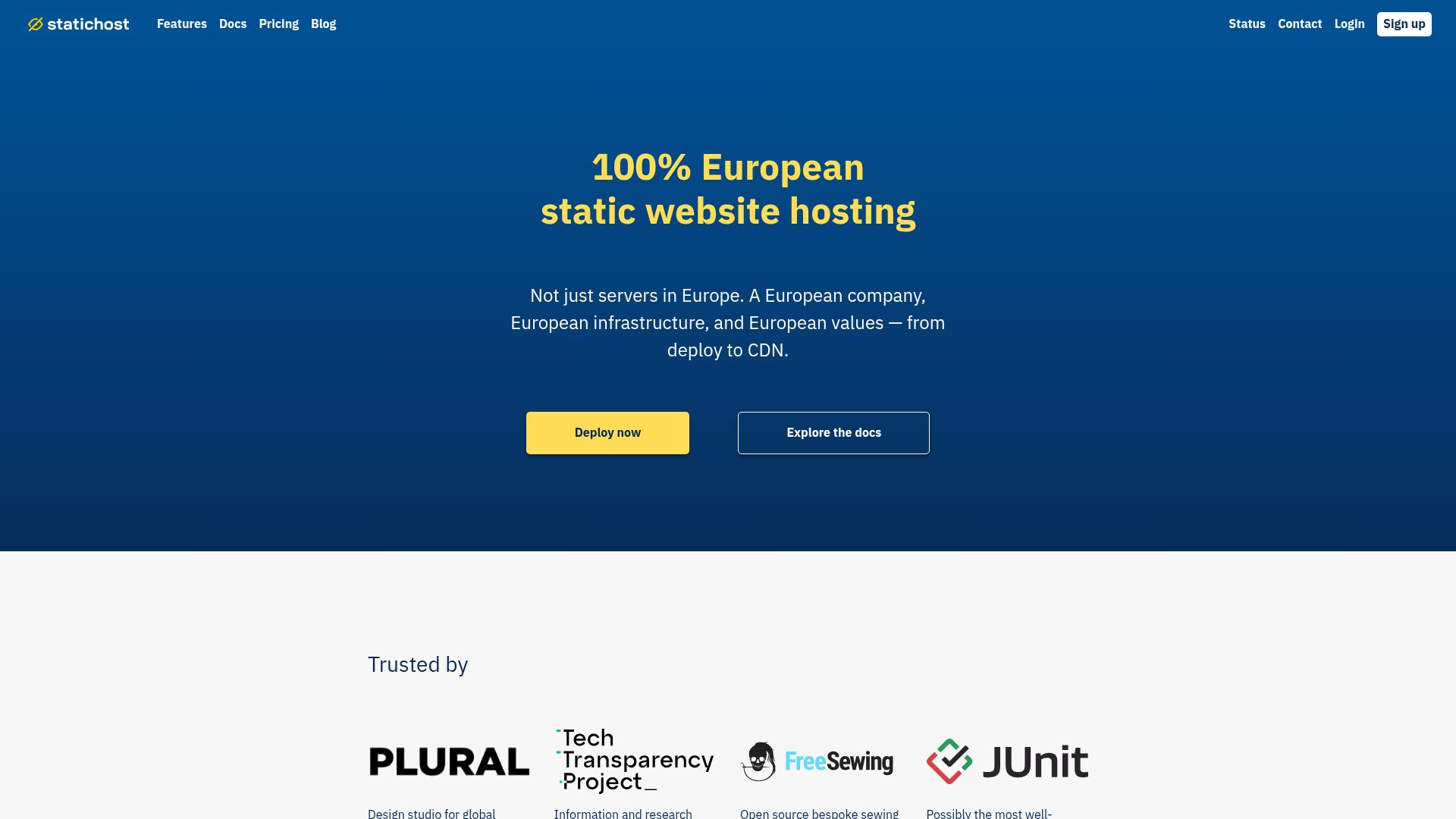Screenshot of statichost.eu: Statichost.eu – European static site hosting