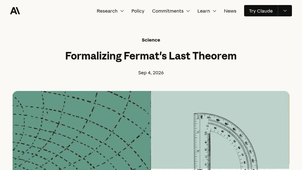Screenshot of anthropic.com: Formalizing Fermat's Last Theorem