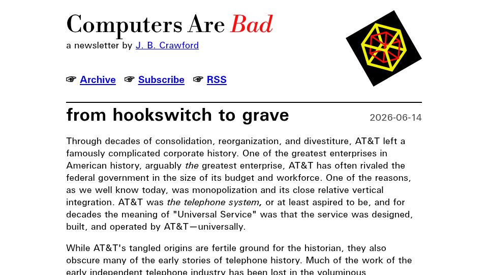 Screenshot of computer.rip: From Hookswitch to Grave