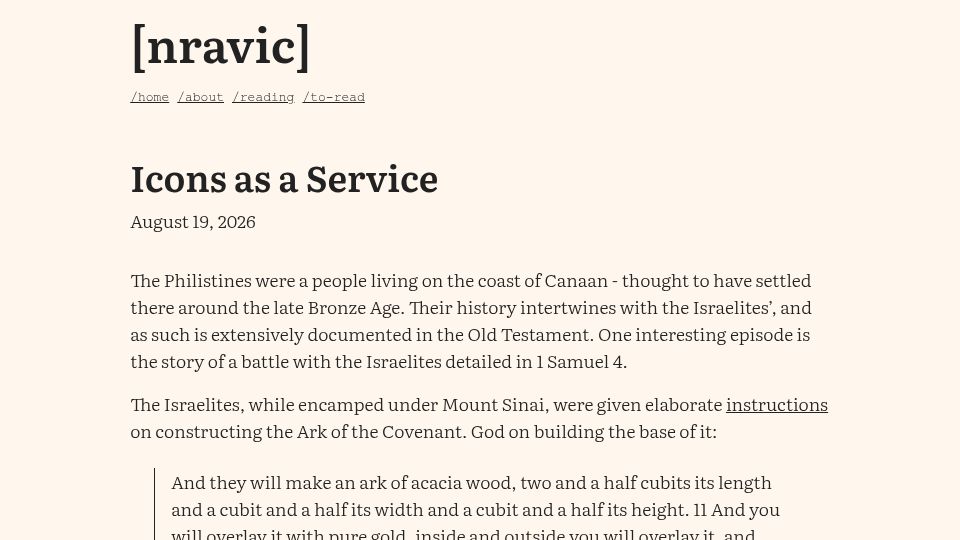 Screenshot of nravic.com: Icons as a Service