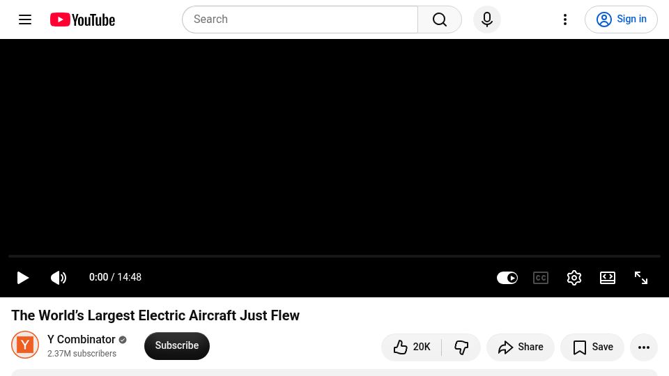 Screenshot of youtube.com: The largest electric aircraft just flew [video]