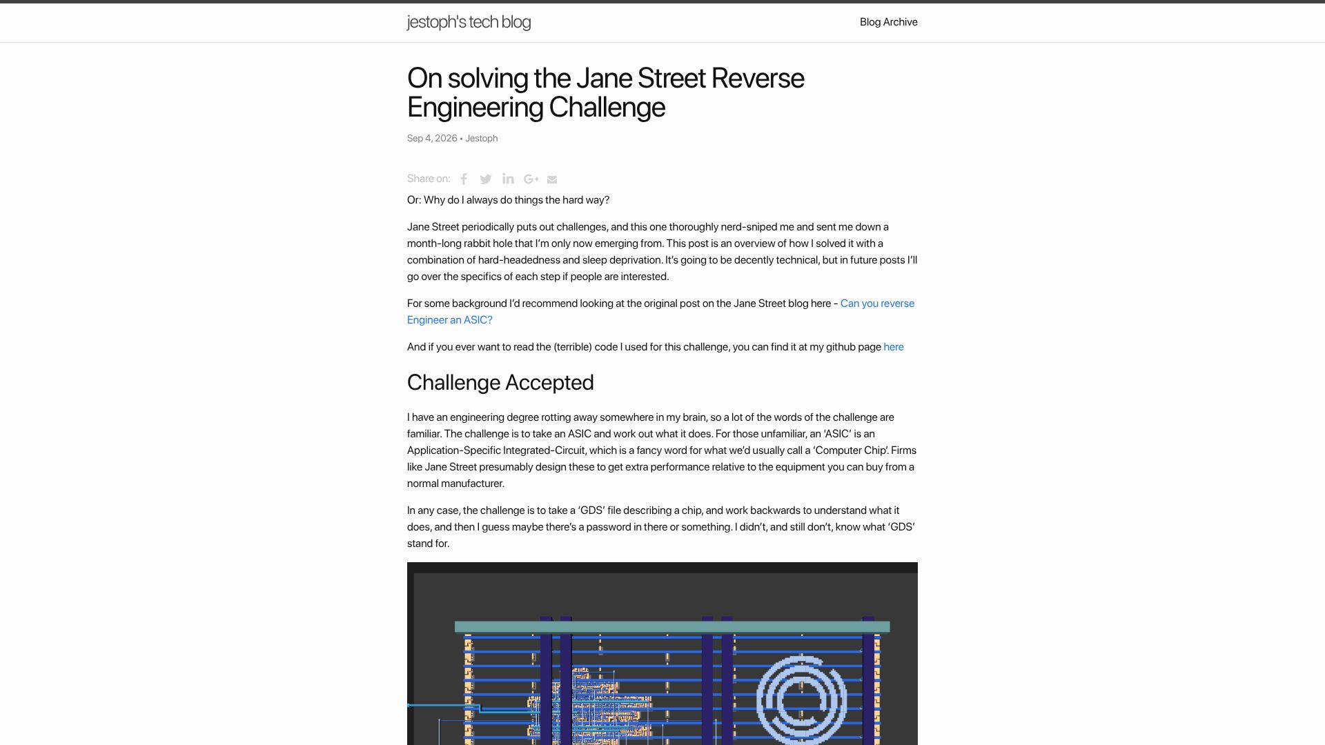 Screenshot of jestoph.com: Solving the Jane Street reverse engineering challenge