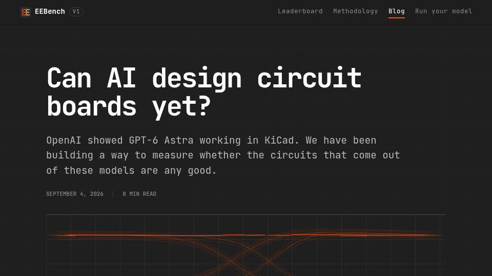 Screenshot of eebench.org: Can AI design circuit boards yet?