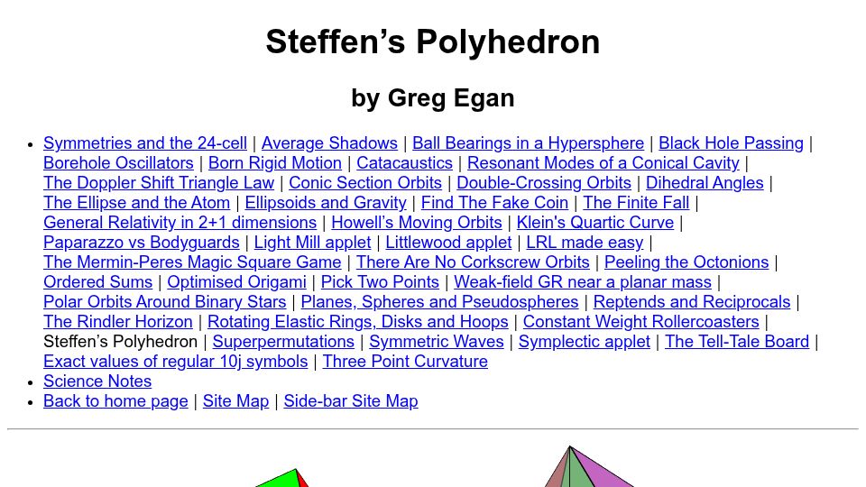 Screenshot of gregegan.net: Steffen's Polyhedron