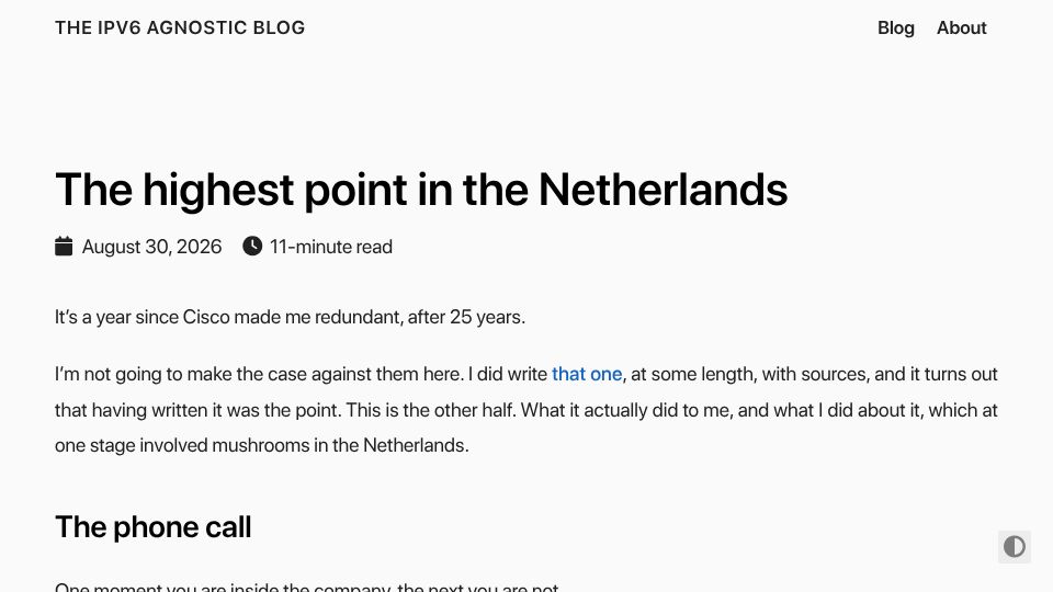 Screenshot of ipv6.hanazo.no: The Highest Point in the Netherlands