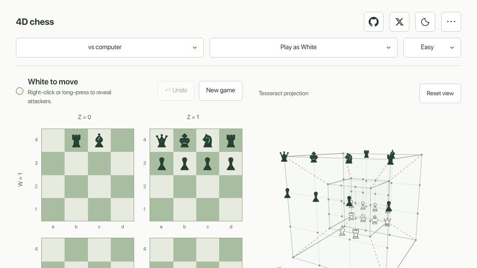 Screenshot of 4d-chess.pages.dev: I asked astra to make playable 4D chess