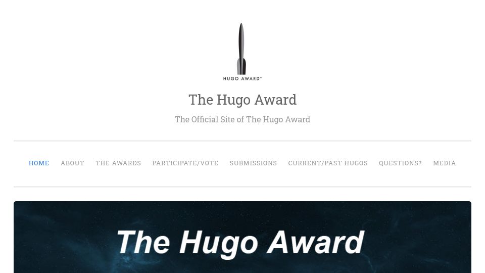 Screenshot of thehugoawards.org: 2026 Hugo Awards