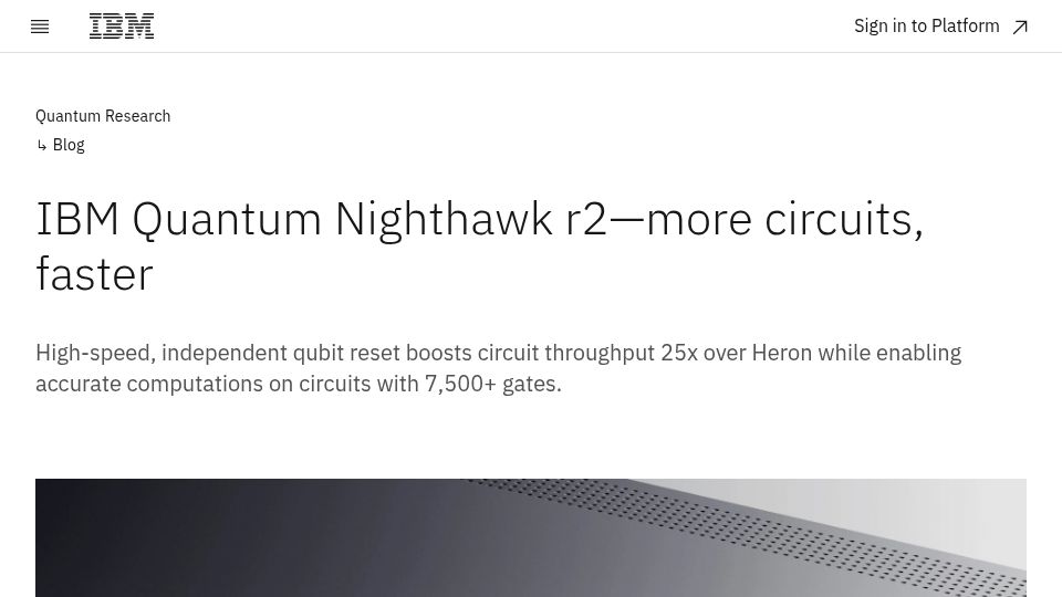 Screenshot of ibm.com: IBM Quantum Nighthawk R2