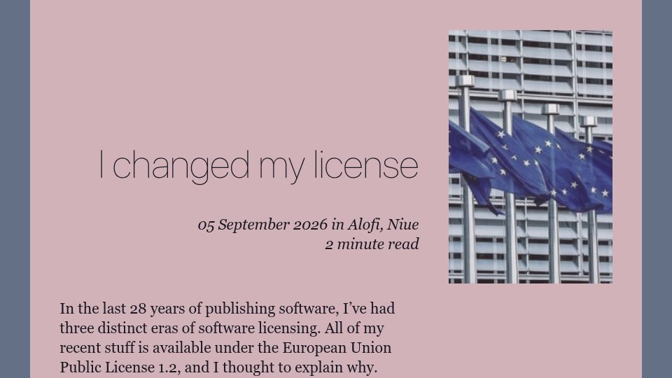 Screenshot of bergie.iki.fi: I Changed My License