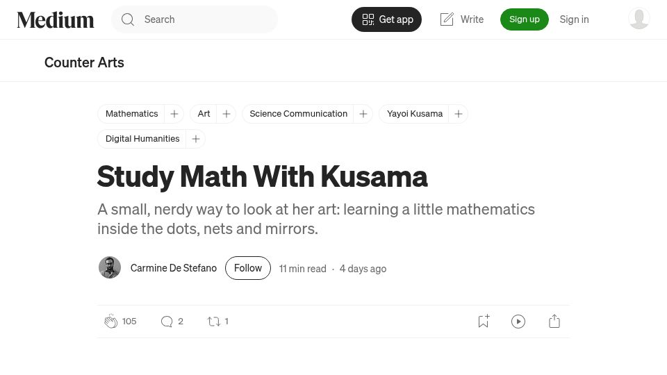 Screenshot of medium.com: Study Math with Kusama