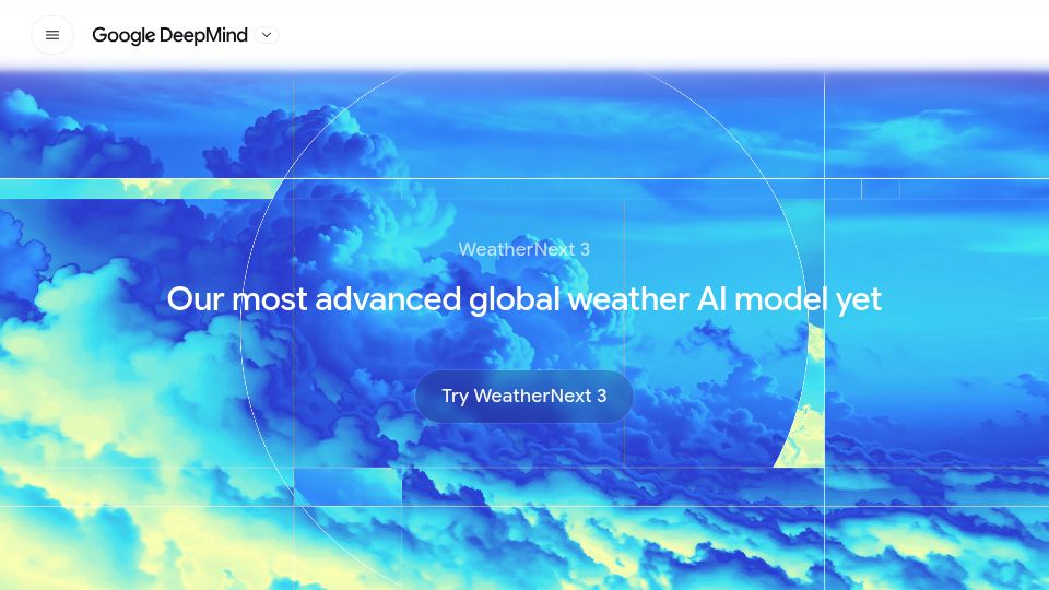 Screenshot of deepmind.google: WeatherNext 3