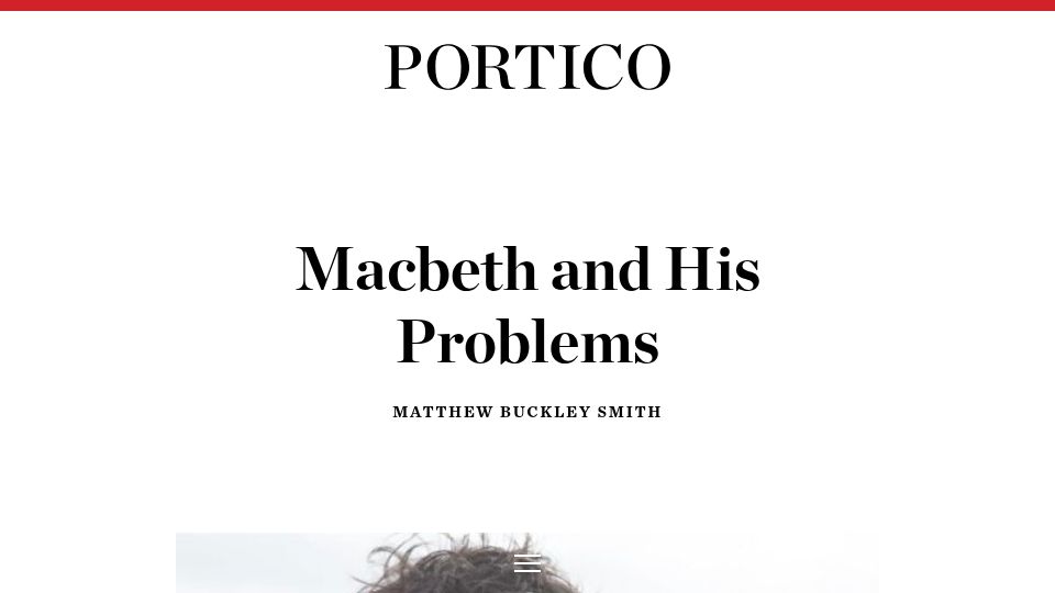 Screenshot of porticoquarterly.com: Macbeth and His Problems