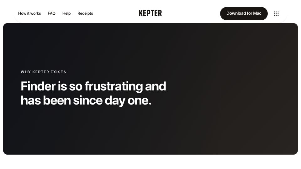Screenshot of kepter.app: Finder is so frustrating and has been since day one
