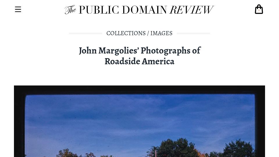 Screenshot of publicdomainreview.org: John Margolies' photographs of roadside America