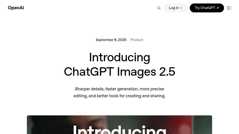 Screenshot of openai.com: ChatGPT Images 2.5