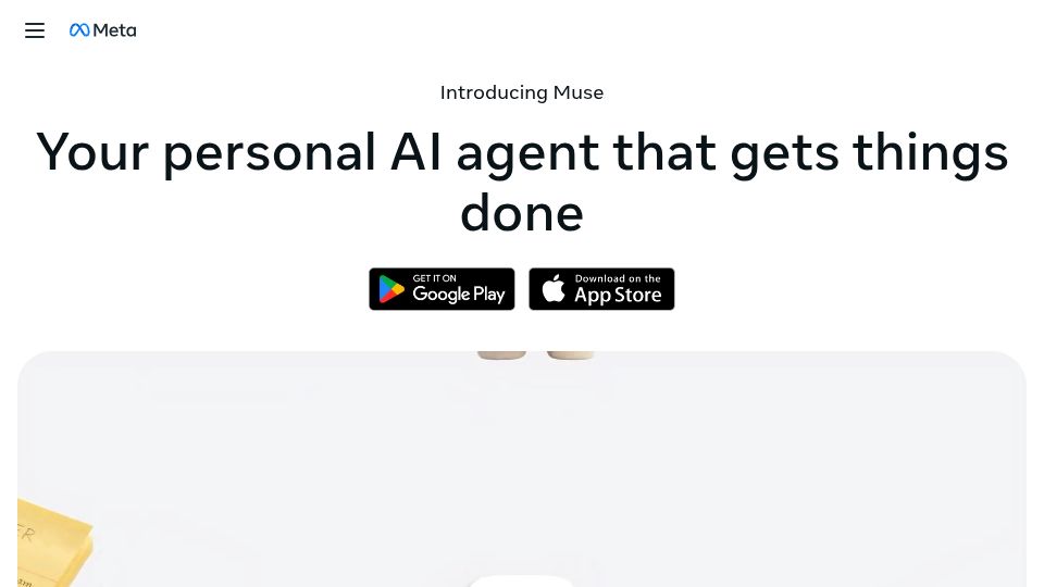 Screenshot of ai.meta.com: Muse – Meta’s personal AI agent