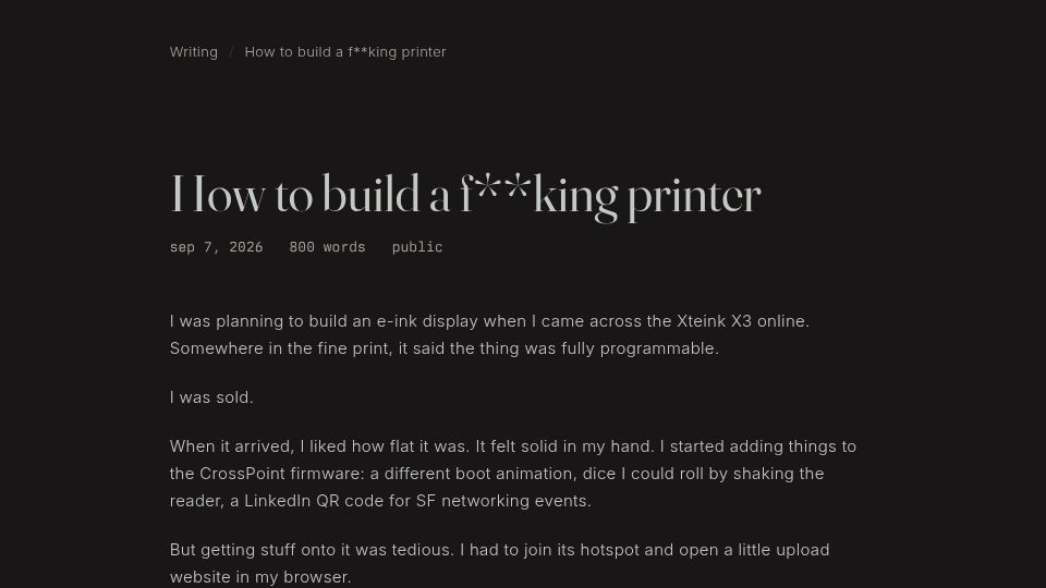 Screenshot of nishantjosh.dev: How to build a printer
