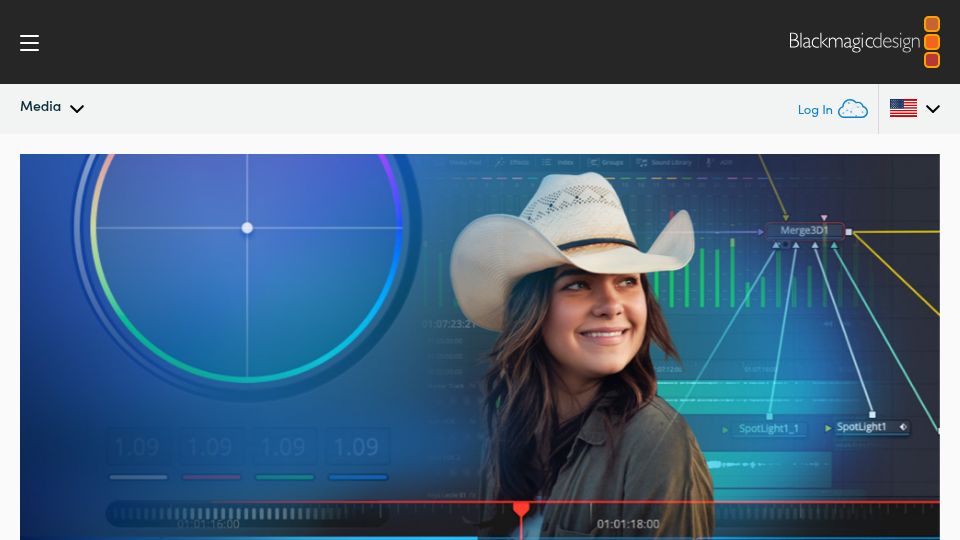 Screenshot of blackmagicdesign.com: DaVinci Resolve 21.1
