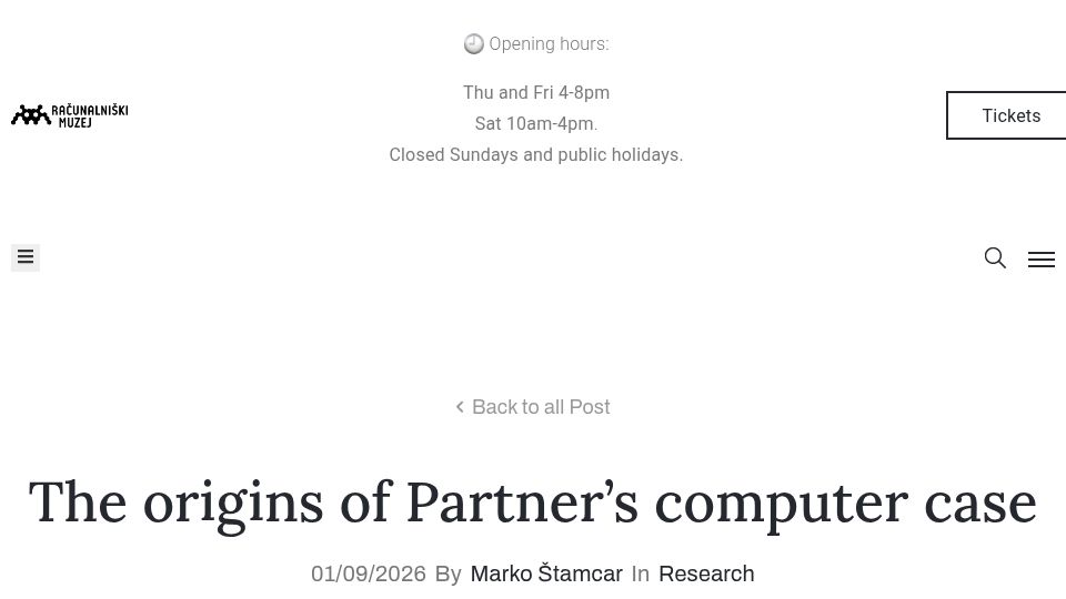 Screenshot of racunalniski-muzej.si: The origins of Partner’s computer case