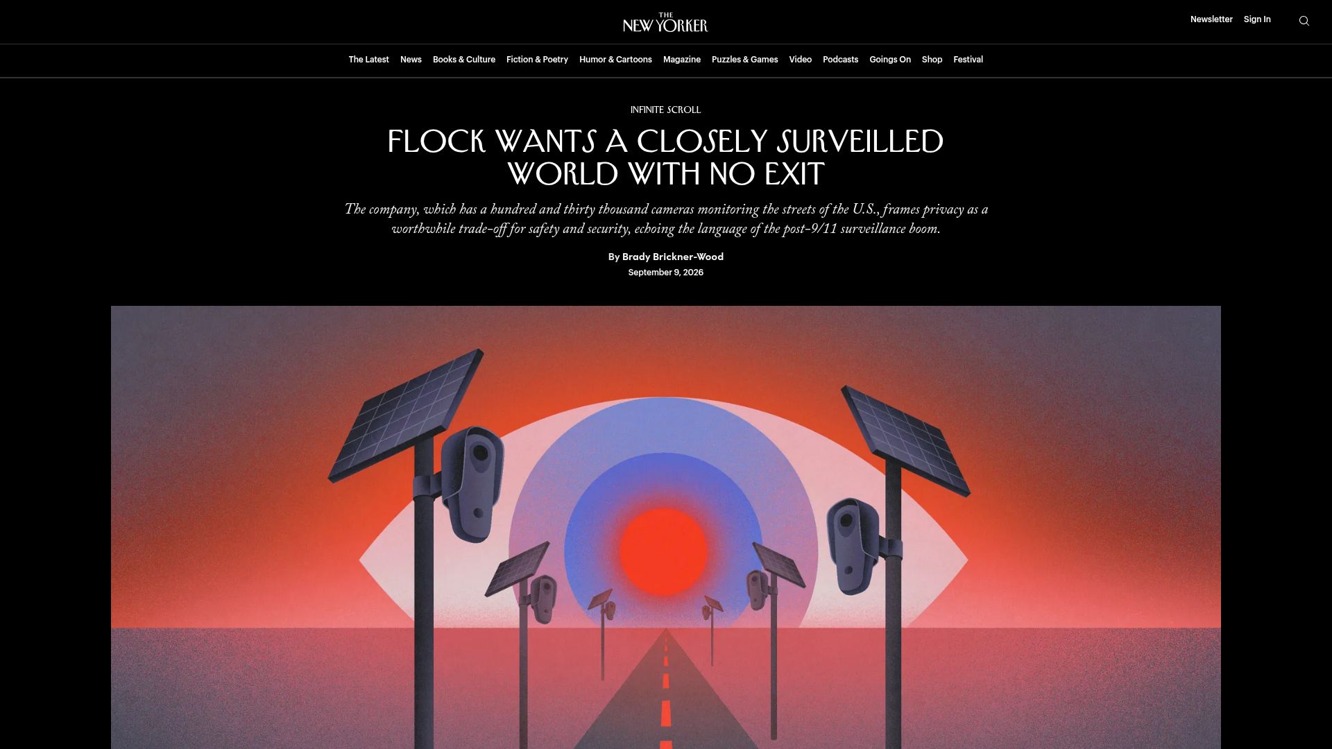 Screenshot of newyorker.com: Flock Wants a Closely Surveilled World with No Exit