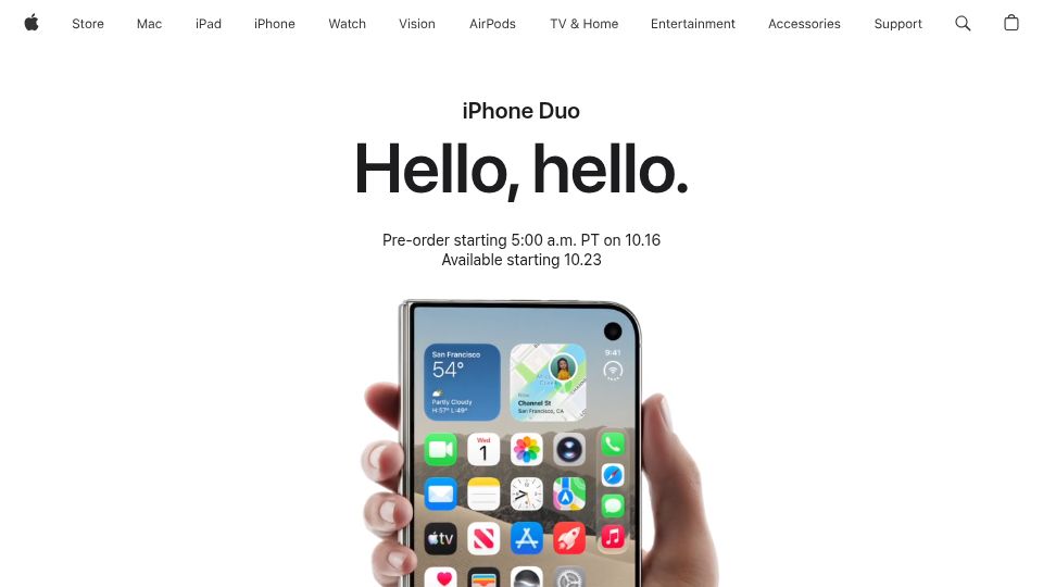 Screenshot of apple.com: iPhone Duo
